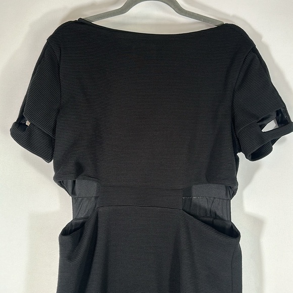 ASOS Black Hip & Thigh Cutout Ribbed Dress Size 14 - Picture 12 of 12